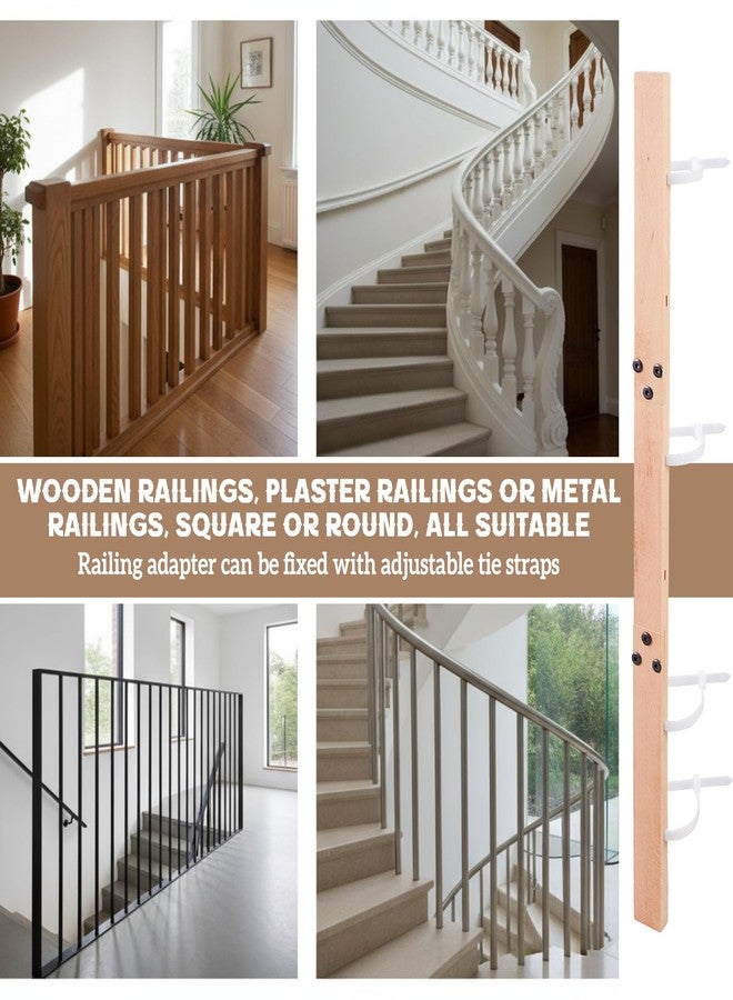 Chunful 2 Pack Wood Baby Gate Banister Adapter Universal No Hole Stairway Banister Adapter Mounting Kit for Pet Fit Round, Square, Irregular Post up to 42" Tall, Gate Not Included (Natural Wood Color) - Image 5